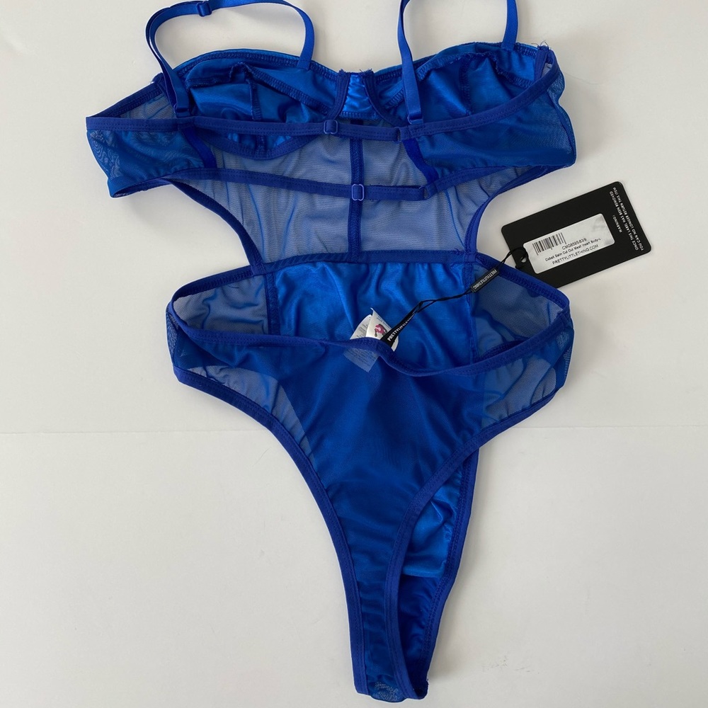 PLT Cobalt Satin Cut Out Mesh Insert Body - Picture 8 of 11